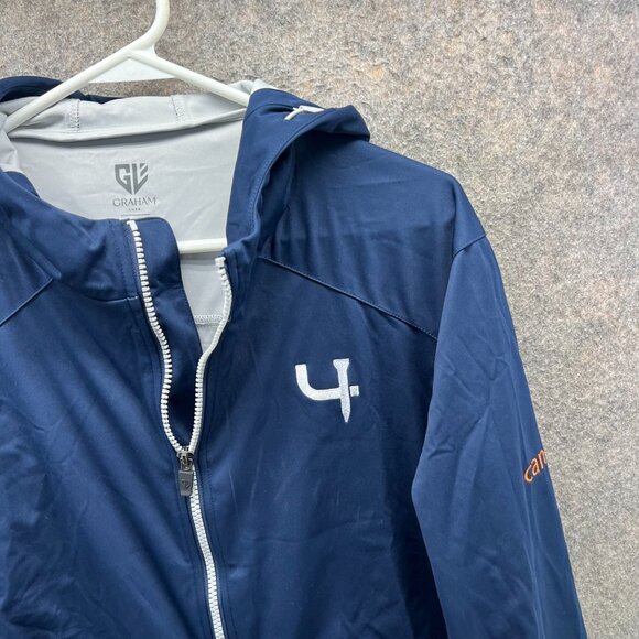 Graham Luxe Jacket Mens Medium Navy Blue Full Zip Hooded Windbreaker Activewear - Picture 9 of 12